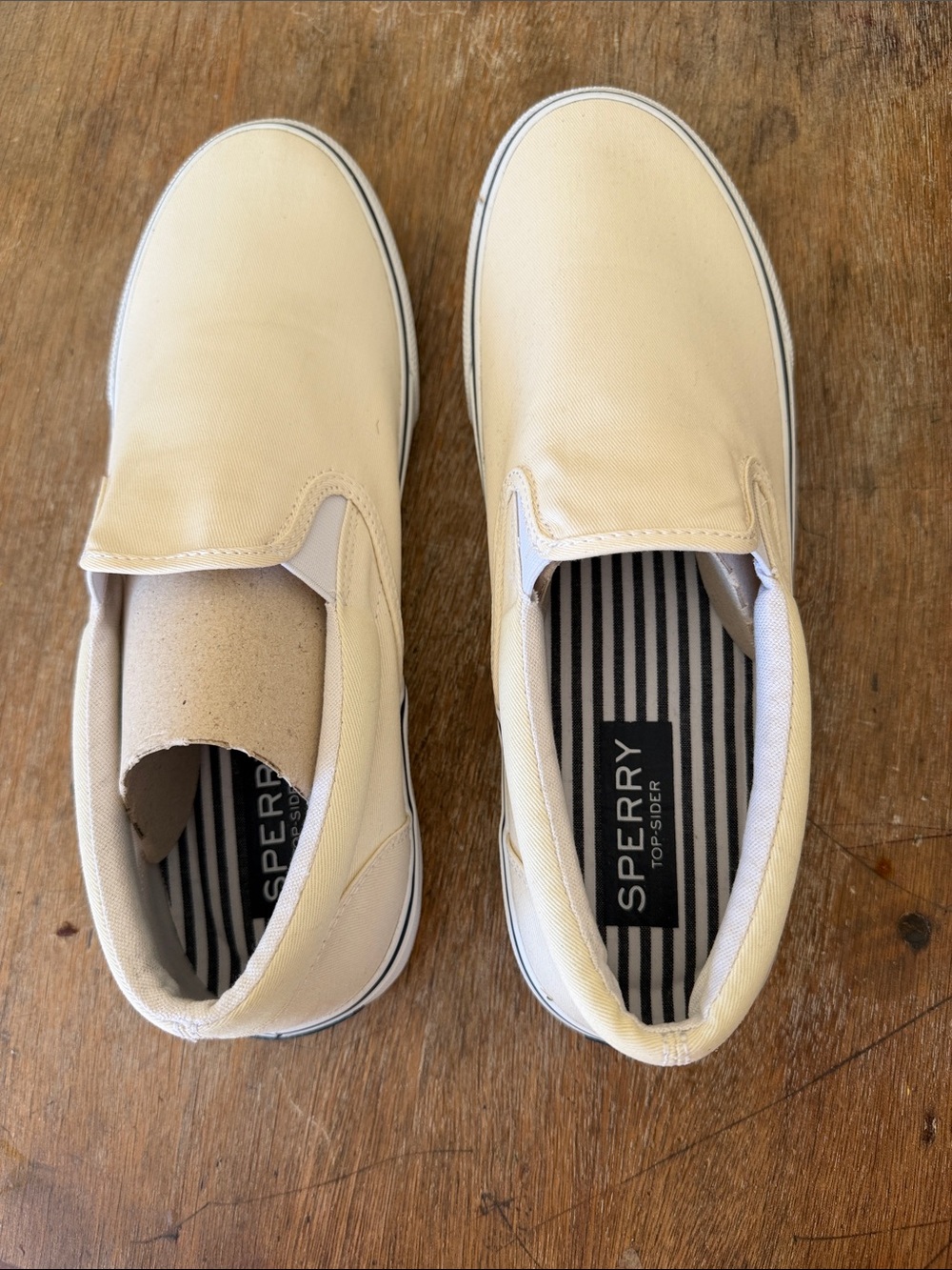 Sperry Men's Slip-On Canvas Loafers in Cream